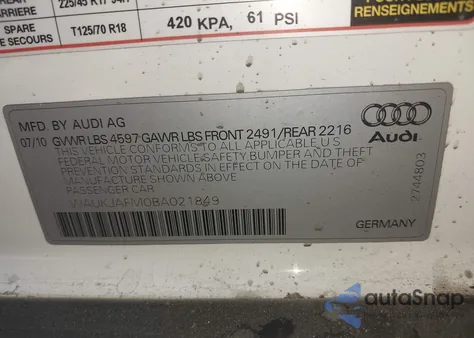 2011 Audi A3 2.0 Tdi Premium z USA, uszkodzony, nr VIN WAUKJAFM0BA021849
